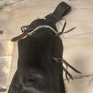 Custom Black Leather Chaps with Embellishment